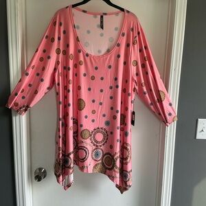 NWT White Mark Coral Asymmetrical Tunic Top